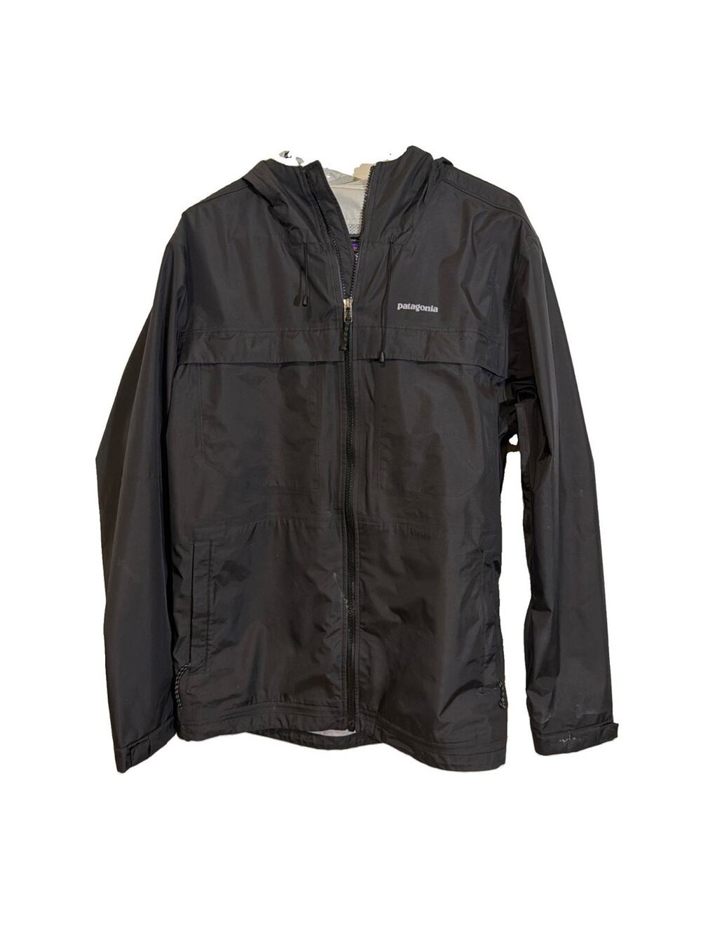 Patagonia H2NO Shell Windbreaker Jacket Size M Black Hood Coat